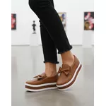 Tênis Iate Slip On Laço Gravata Flat Form Dk Shoes Caramelo