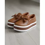 Tênis Iate Slip On Laço Gravata Flat Form Dk Shoes Caramelo