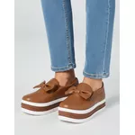 Tênis Iate Slip On Laço Gravata Flat Form Dk Shoes Caramelo