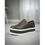 Tênis Slip On Calce Fácil Dk Sola Ana Bela Fecho em Zíper Marron