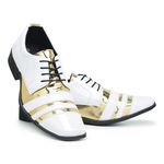 Kit Sapato Social Masculino Irlanda-Branco e Dourado