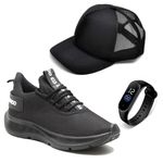 KIT Tênis Casual Esportivo Masculino Confortável + Relógio+Boné 