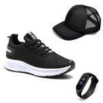 KIT Tênis Casual Esportivo Masculino Confortável + Relógio+Boné