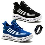 KIT 2 Pares Tênis Casual Esportivo Masculino Confortável + Relógio