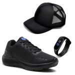 Tênis Esportivo Masculino Para Treino Em Nylon Ultraleve Kit Relógio + Boné