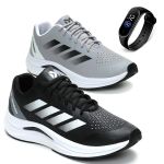 Kit 2 Pares Tênis Masculino Esportivo Para Malhar Em Nylon Ultraleve + Relógio