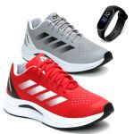 Kit 2 Pares Tênis Masculino Esportivo Para Malhar Em Nylon Ultraleve + Relógio