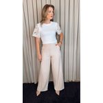 T-shirt Feminina Manga Bordada - Branca - Cod 535