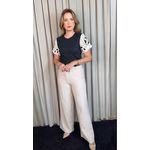 T-shirt Feminina Manga Bordada - Preto - Cod 535