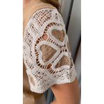 T-shirt Feminina Manga Bordada - Nude - Cod 535