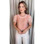 Blusa Feminina Bordada Delicada - Rose Cod 536
