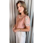 Blusa Feminina Bordada Delicada - Rose Cod 536