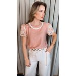 Blusa Feminina Bordada Delicada - Rose Cod 536