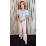 Blusa Feminina Bordada Delicada - Azul Cod 536