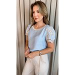 Blusa Feminina Bordada Delicada - Azul Cod 536