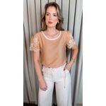 Blusa Feminina Bordada Delicada - MarromCod 536