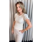T-shirt Feminina Delicada Bordada - Off White - Cod 544