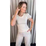 T-shirt Feminina Delicada Bordada - Off White - Cod 544