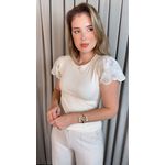 T-shirt Feminina Delicada Bordada - Off White - Cod 544