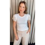 T-shirt Feminina Delicada Bordada - Branca - Cod 544