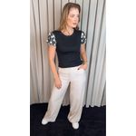 T-shirt Feminina Delicada Bordada - Preto - Cod 544