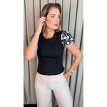 T-shirt Feminina Delicada Bordada - Preto - Cod 544