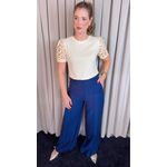 T-shirt Feminina Com Detalhe Na Manga Guipir - Amarelo Manteiga - Cod 226