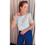 T-shirt Feminina Com Detalhe Na Manga Guipir - Verde - Cod 226