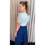 T-shirt Feminina Com Detalhe Na Manga Guipir - Verde - Cod 226