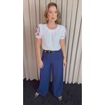 Blusa Feminina Manga Bordada Colorida - Branca - Cod 529