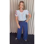 Blusa Feminina Manga Bordada Colorida - Branca - Cod 529