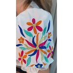 Blusa Feminina Manga Bordada Colorida - Branca - Cod 529
