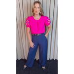 Blusa Feminina Manga Bordada Colorida - Pink - Cod 529