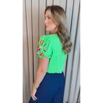 Blusa Feminina Manga Bordada Colorida - Verde - Cod 529