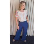 Blusa Feminina Manga Bordada Colorida - Off White - Cod 529