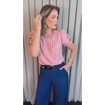 Blusa Feminina Manga Bordada Colorida - Rosa - Cod 529