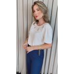 Blusa Feminina Flor Em Crochê - Off White - Cod 530