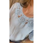 Blusa Feminina Flor Em Crochê - Azul - Cod 530