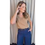 Blusa Feminina Flor Em Crochê - Marrom - Cod 530