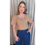 Blusa Feminina Flor Em Crochê - Marrom - Cod 530