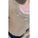 Blusa Feminina Flor Em Crochê - Marrom - Cod 530
