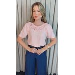 Blusa Feminina Flor Em Crochê - Rosa - Cod 530