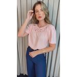 Blusa Feminina Flor Em Crochê - Rosa - Cod 530