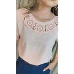 Blusa Feminina Flor Em Crochê - Rosa - Cod 530
