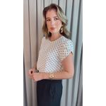 Blusa Feminina Poa Manguinha - Branco - Cod 528