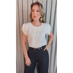 Blusa Feminina Poa Manguinha - Branco - Cod 528