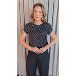 Blusa Feminina Poa Manguinha - Preto - Cod 528