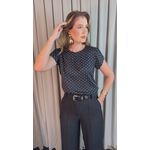 Blusa Feminina Poa Manguinha - Preto - Cod 528