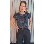 Blusa Feminina Poa Manguinha - Preto - Cod 528