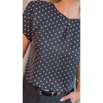 Blusa Feminina Poa Manguinha - Preto - Cod 528